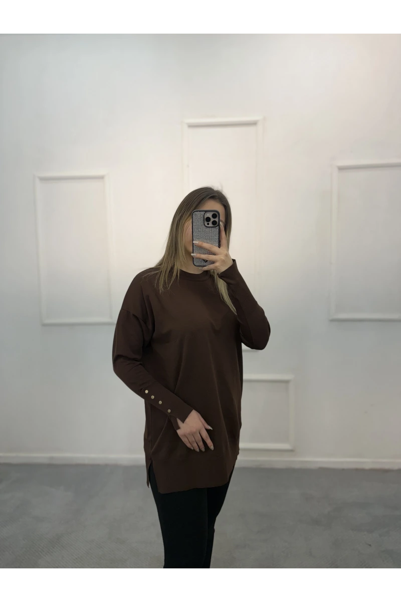 Sork Kol Zımbalı Merserize Tunik