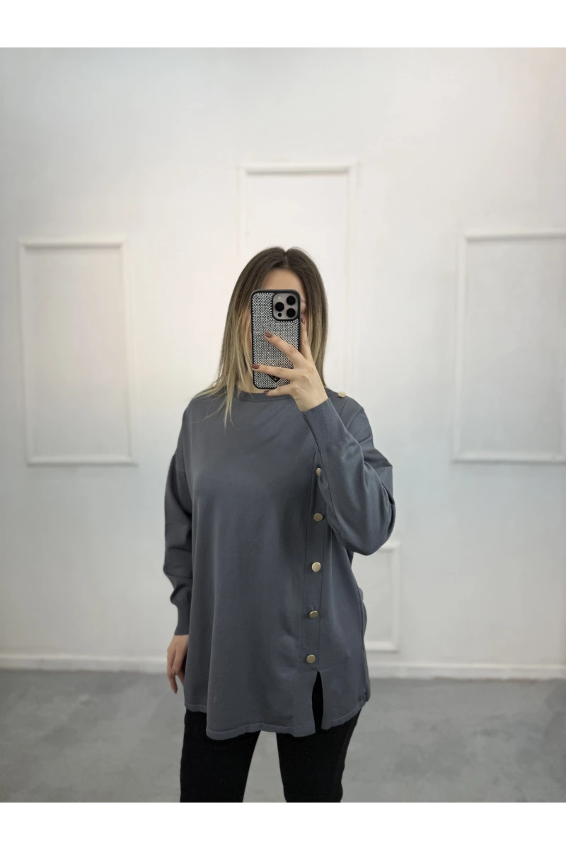 Ugly Yandan Düğmeli Merserize Tunik