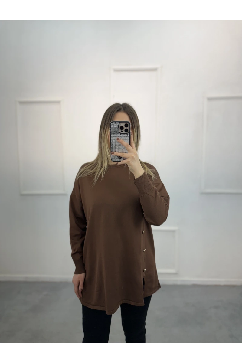 Ugly Yandan Düğmeli Merserize Tunik