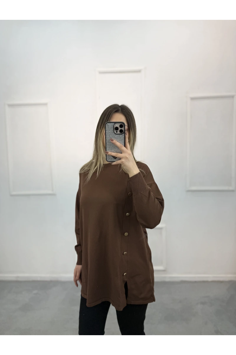 Ugly Yandan Düğmeli Merserize Tunik