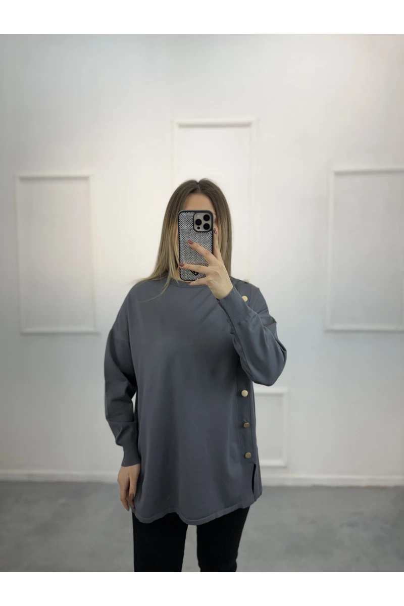 Ugly Yandan Düğmeli Merserize Tunik