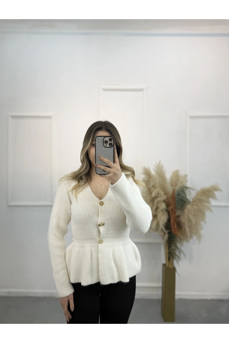 Wamble Gold Düğmeli Pileli Hırka