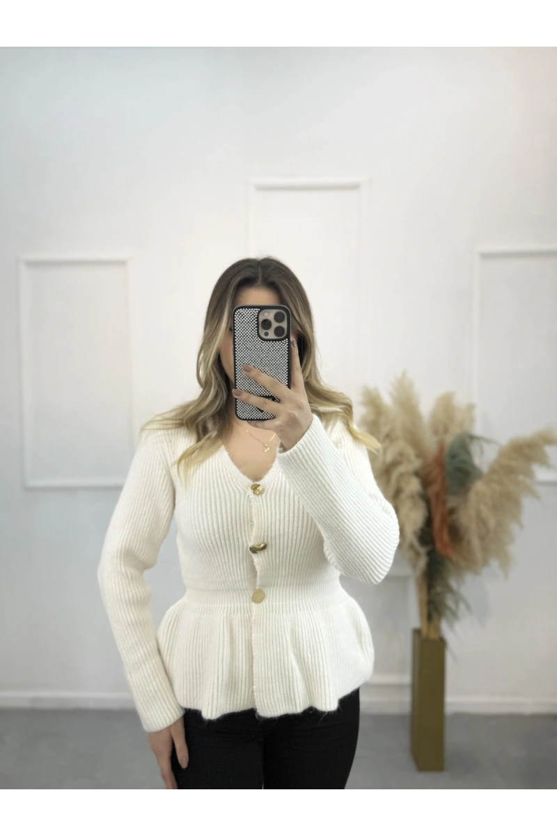Wamble Gold Düğmeli Pileli Hırka