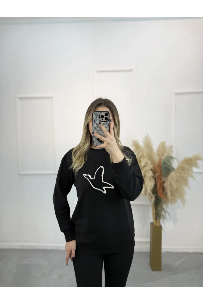 Willow Bymn Siyah Şeritli Sweatshirt