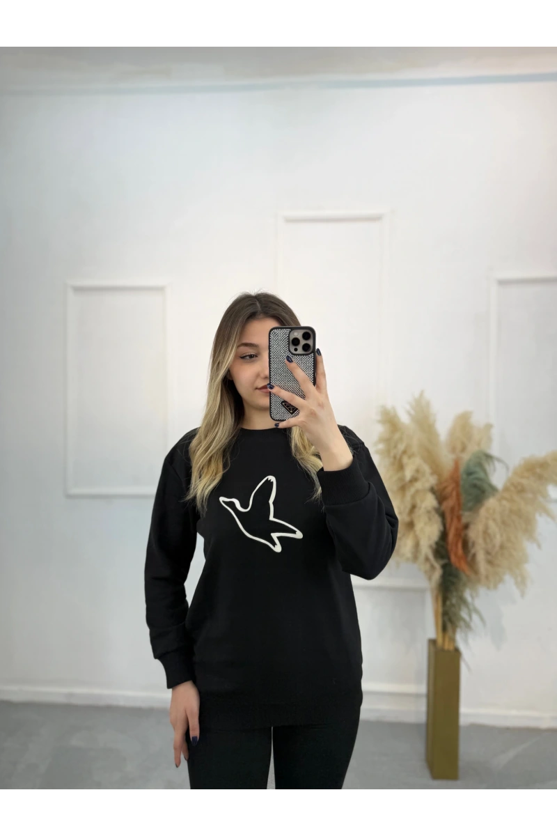Willow Bymn Siyah Şeritli Sweatshirt