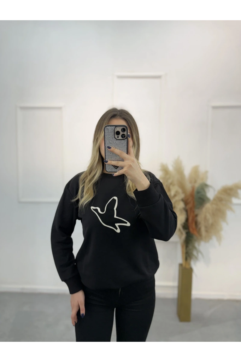 Willow Bymn Siyah Şeritli Sweatshirt
