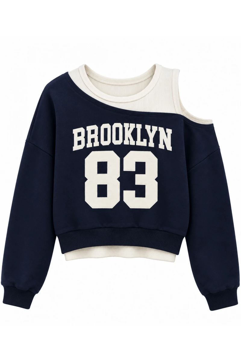 Yazılı Çift Parça Görünümlü Sweatshirt