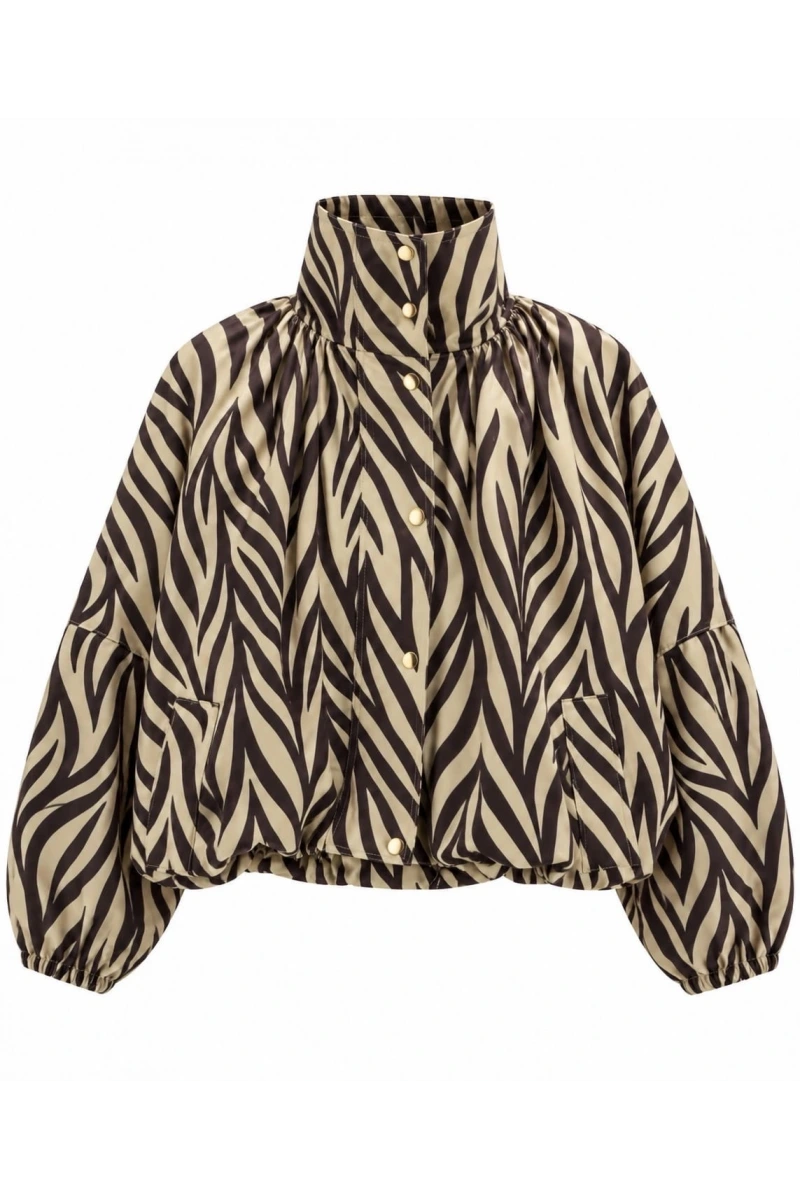 Zebra Desen Dik Yaka Ceket