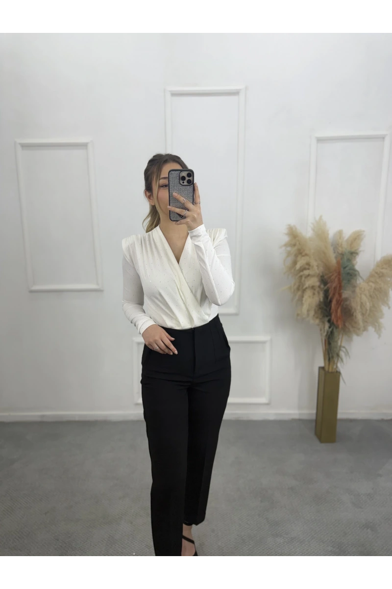 Zra Bodysuit Taşlı Bluz