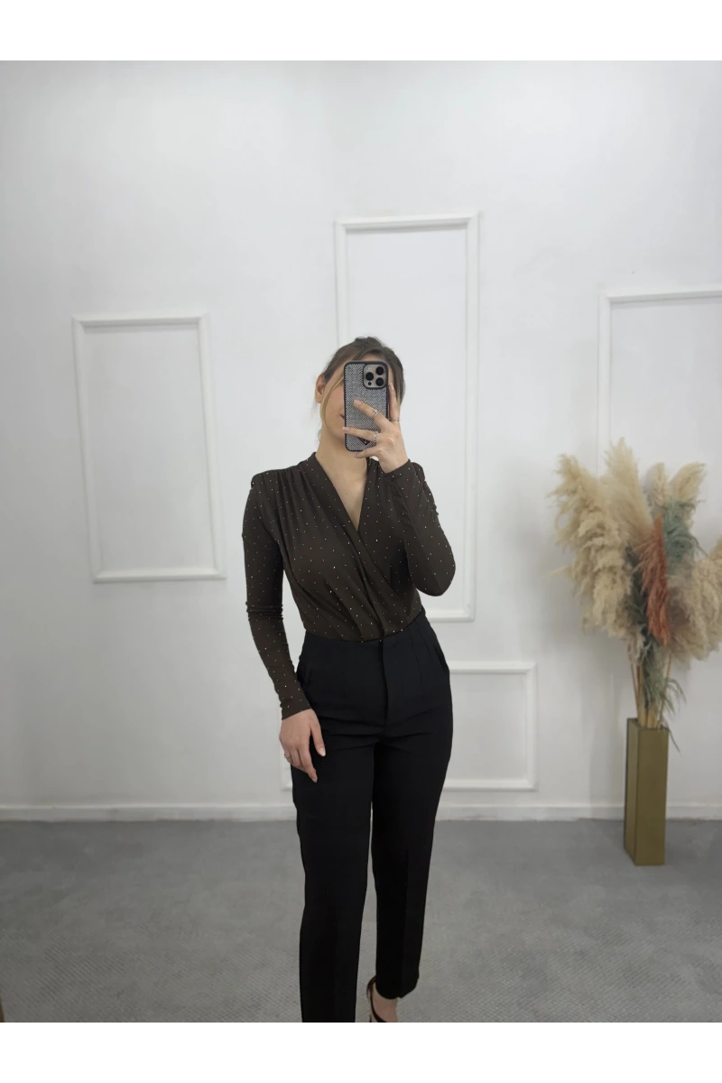 Zra Bodysuit Taşlı Bluz