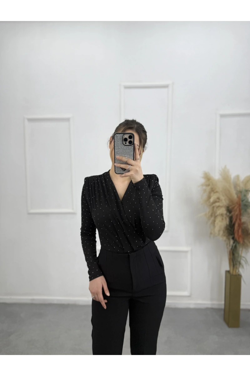 Zra Bodysuit Taşlı Bluz