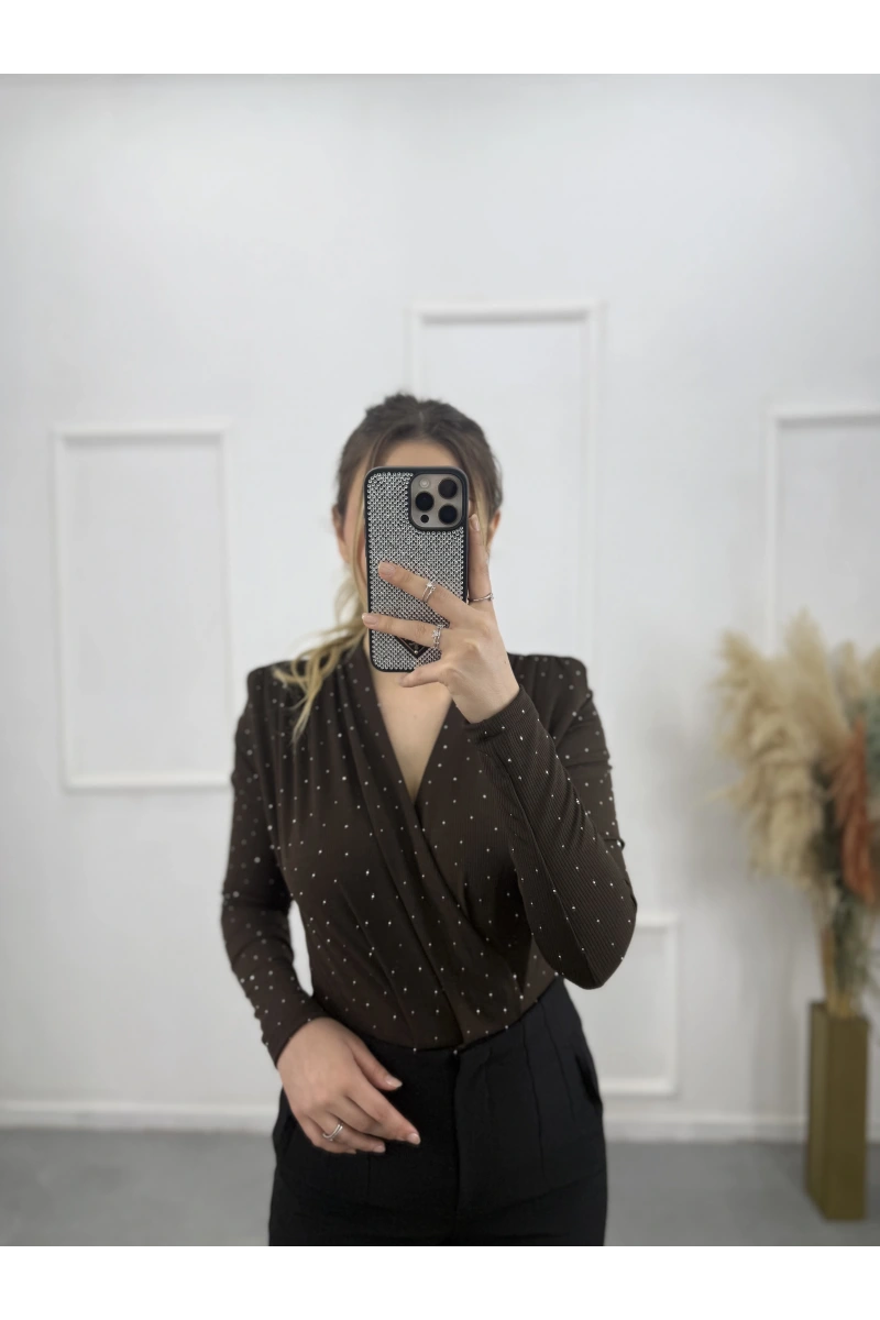Zra Bodysuit Taşlı Bluz