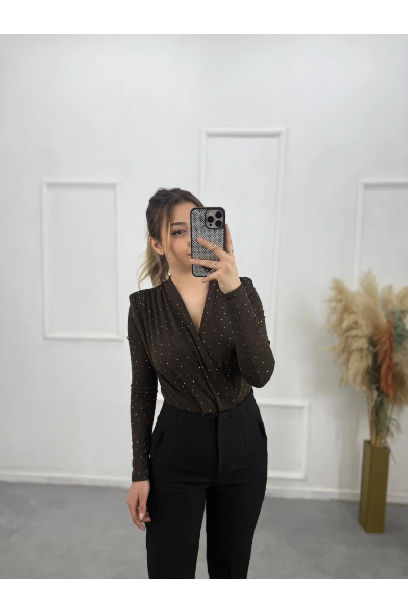 Zra Bodysuit Taşlı Bluz
