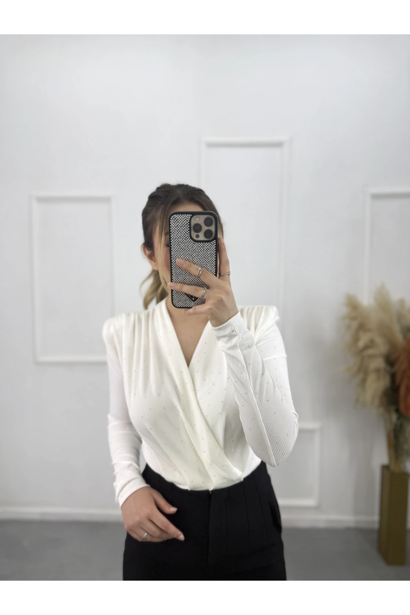 Zra Bodysuit Taşlı Bluz