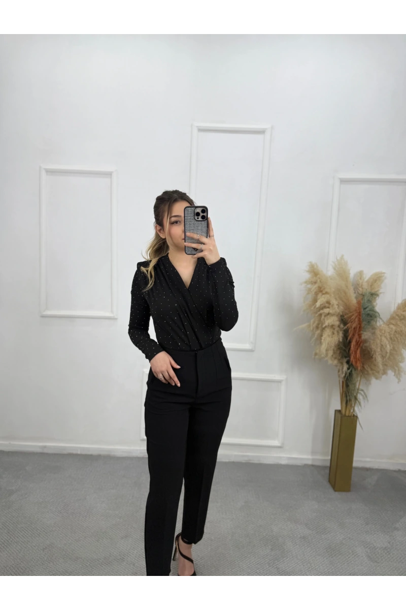 Zra Bodysuit Taşlı Bluz