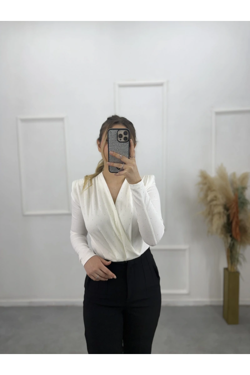 Zra Bodysuit Taşlı Bluz