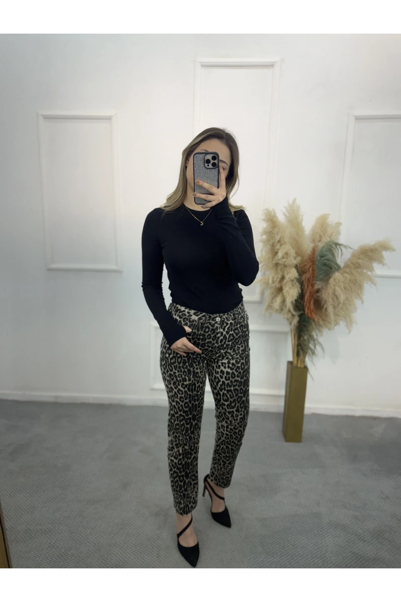 Zra Boy Fİt Likralı Leopar Jean