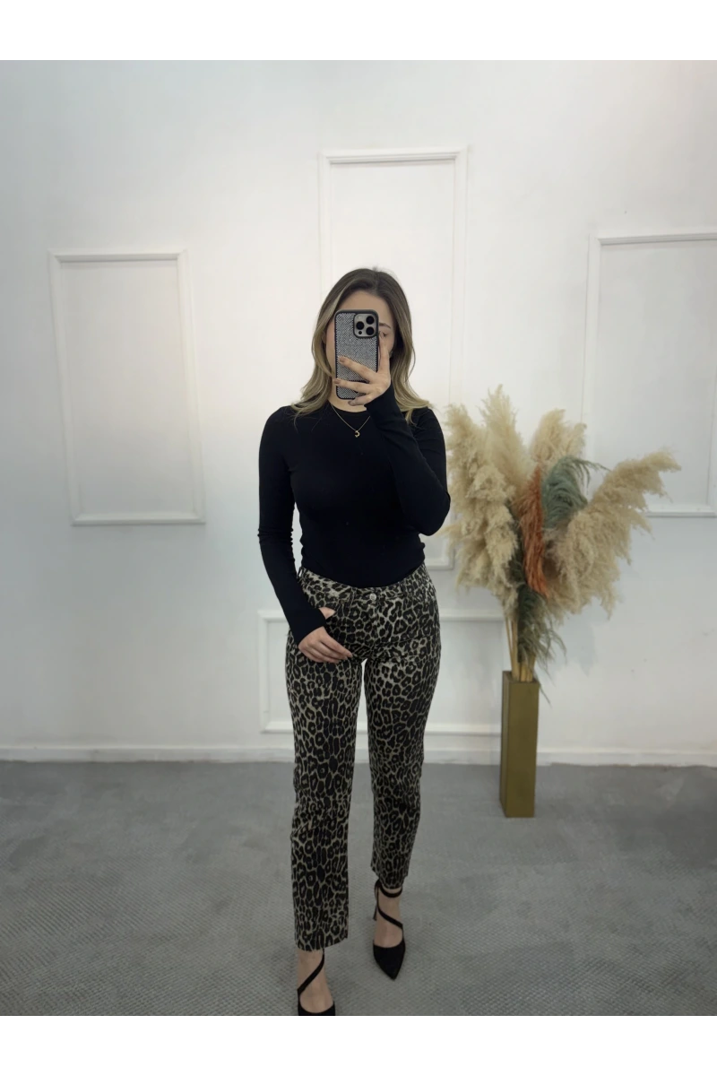 Zra Boy Fİt Likralı Leopar Jean