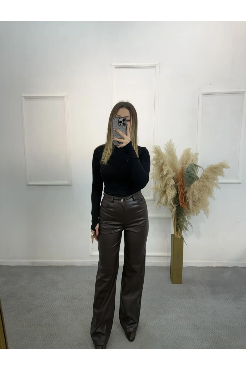Zra Palazzo Kesim Deri Pantolon