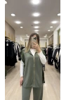 Vure Garni Detaylı Yelekli İkili Takım