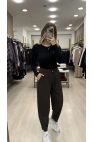Bervi Bel Büzğülü Şalvar Pantolon