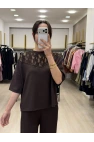 Nuxi Güpür Dantelli Taş İşlemeli İkili Takım