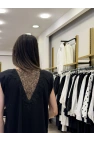 Acew Arka Dantel Detaylı Vatkalı Tshirt
