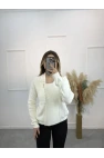 Angora Fermuar Detaylı Gömlek Yaka Hırka