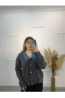 Brontide Denim Detaylı Vintage Hırka