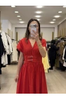 Büzgülü Midi Kloş Elbise