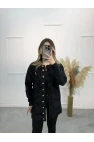 Caxi Angora Broşlu Uzun Ceket