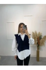 Cel Süveter Triko Detaylı Gömlek