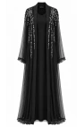 Coral Omuz Taş Çakımlı Abaya