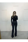 Deaf Likralı Dökme Taşlı İspanyol Jean