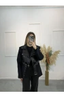 Deri Garnili Blazer Ceket