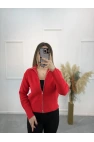 Fine Çift Fermuarlı Triko Hırka