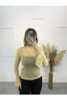 Gold Simli Tül Bluz