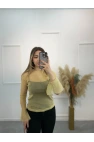 Gold Simli Tül Bluz