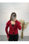 Heliz Fermuarlı Örgülü Hırka