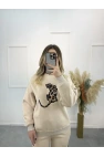 Leopar Şeritli Üç İplik İkili Takım