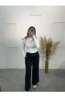 Maniys Önü Çımalı Pensli Bol Paça Pantolon
