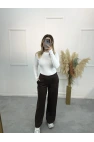 Maniys Önü Çımalı Pensli Bol Paça Pantolon