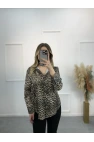 Newwa Pamuk Saten Leopar Gömlek