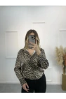 Newwa Pamuk Saten Leopar Gömlek