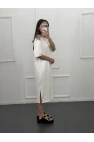 Omuzları Yıldız Taşlı Modal Elbise