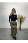 Pian Leopar Desen Saten Etek