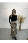 Pian Leopar Desen Saten Etek