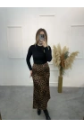 Pian Leopar Desen Saten Etek