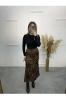 Pian Leopar Desen Saten Etek