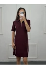 Polo Yaka Fermuarlı Şerit Detaylı Elbise